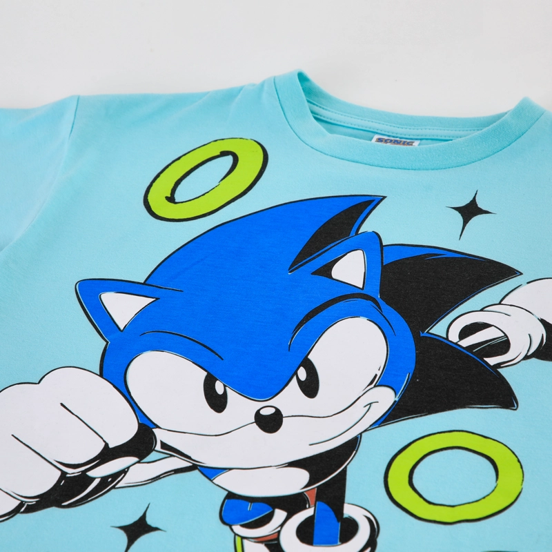 POLERA MANGA CORTA NIÑO SONIC ANILLOS CELESTE - 3