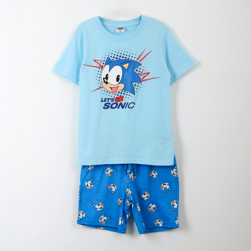 PIJAMA MANGA CORTA NIÑO SONIC LETS GO CELESTE - 1