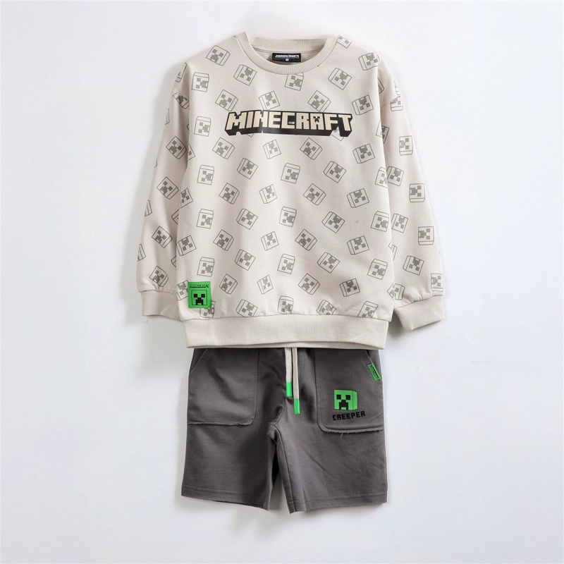 CONJUNTO NIÑO MINECRAFT CORTO BEIGE - 1