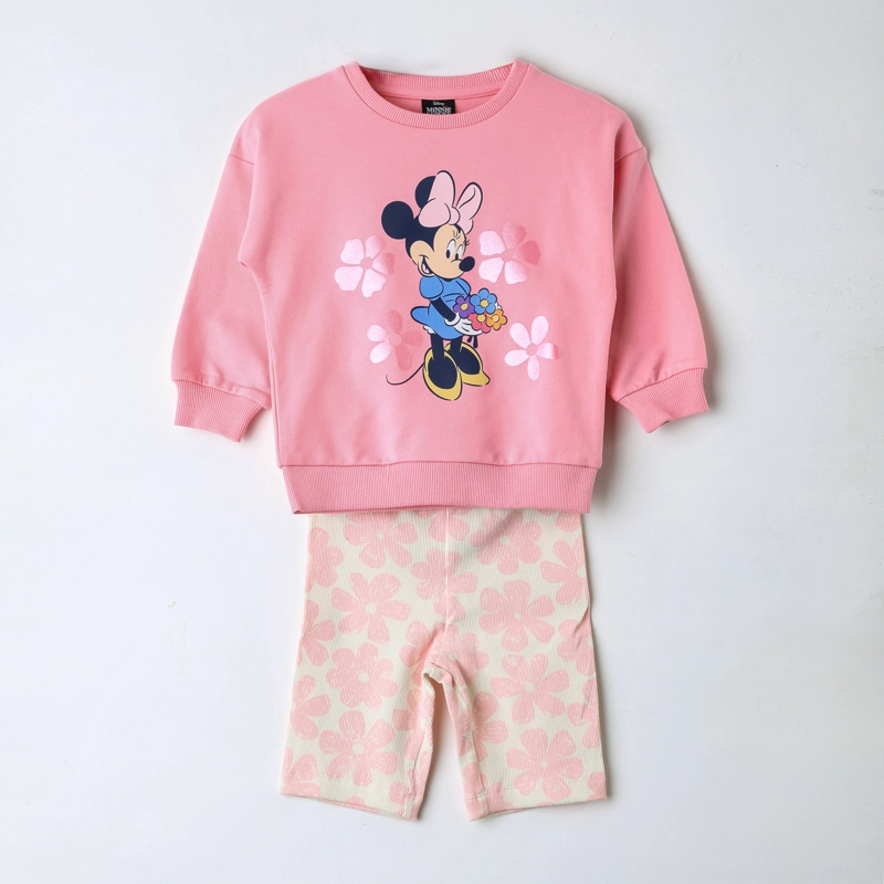 CONJUNTO NIÑA MINNIE DISNEY CORTO ROSADO - 1