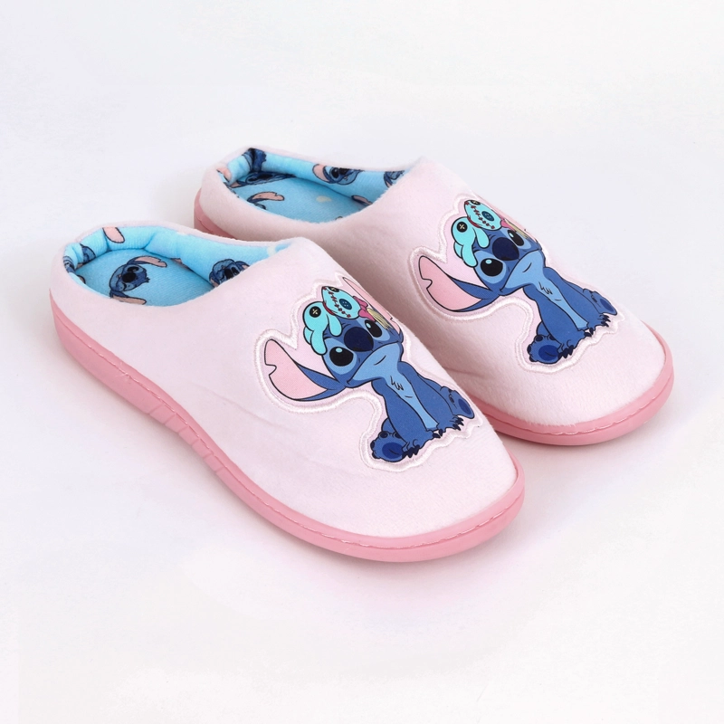 PANTUFLA MUJER LILO & STITCH DISNEY SENTADO ROSADO - 1