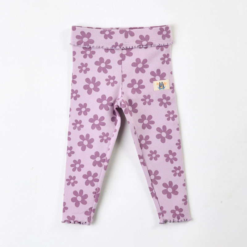 CALZA NIÑA BLUEY RIB FLORES MORADO - 1
