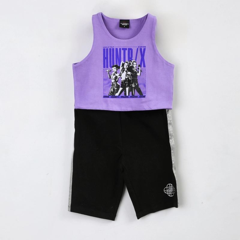 CONJUNTO NIÑA KPOP DEMON HUNTERS CALZA MORADO - 1