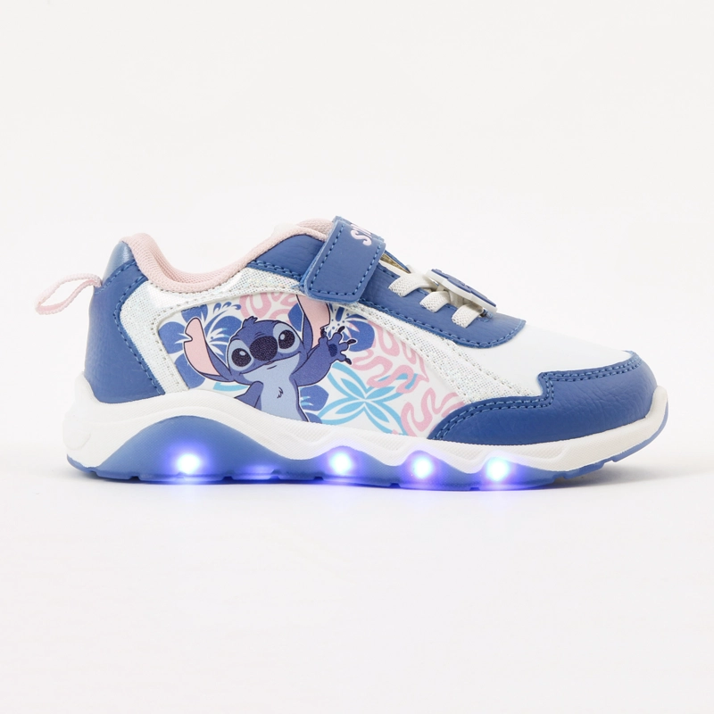 ZAPATILLA LUCES NIÑA STITCH DISNEY FLORES CELESTE - 1