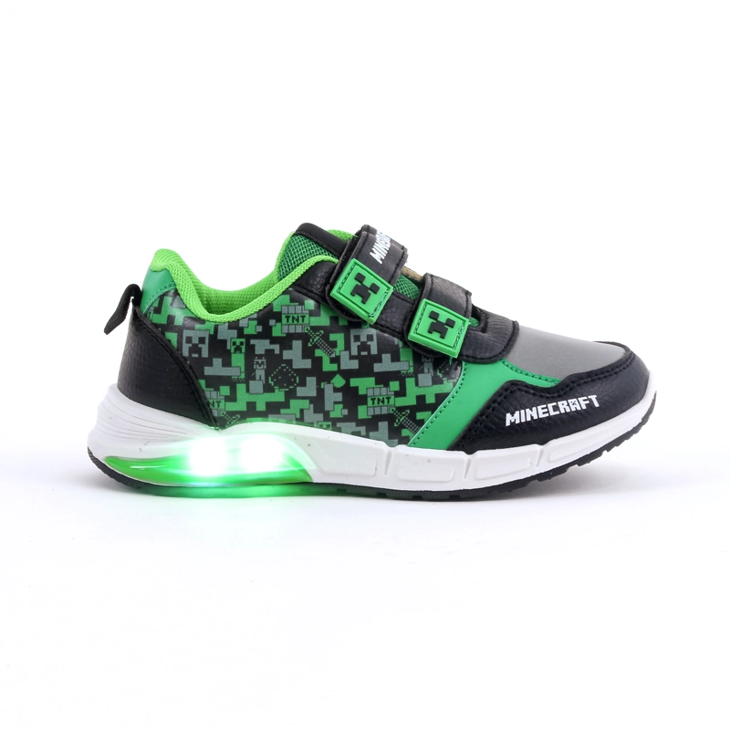 ZAPATILLA LUCES NIÑO MINECRAFT FULL PRINT NEGRO - 1