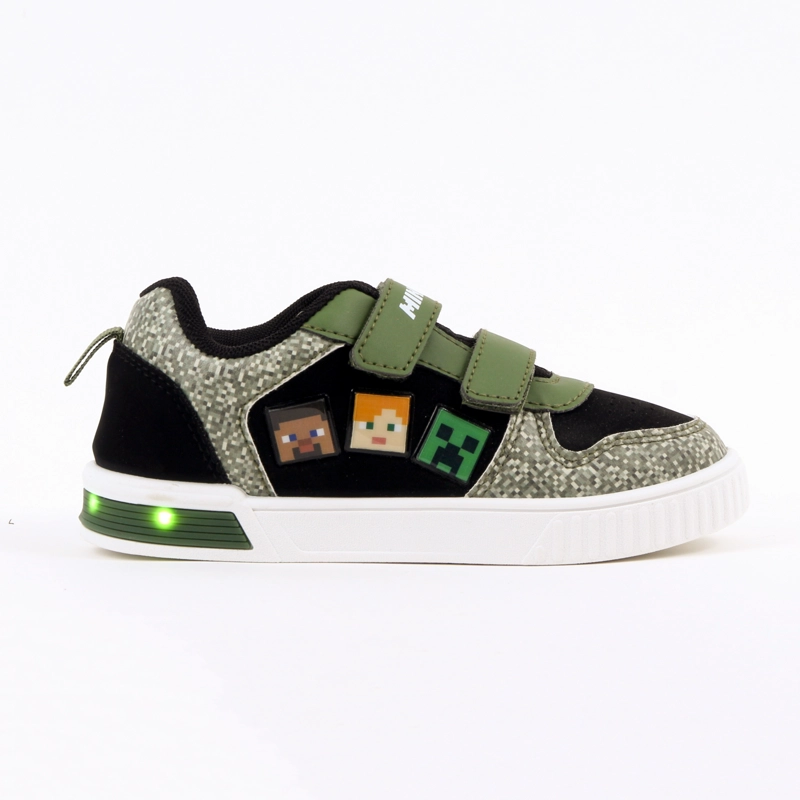 ZAPATILLA LUCES NIÑO MINECRAFT PERSONAJES NEGRO - 1