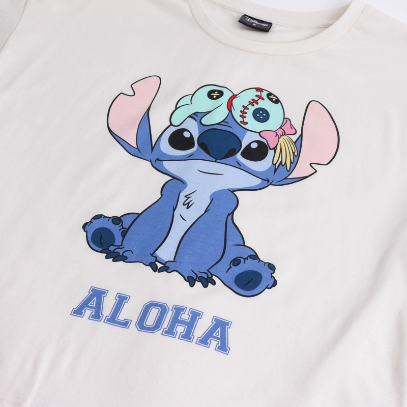 PIJAMA MANGA CORTA MUJER LILO & STITCH DISNEY ALOHA BLANCO - 3