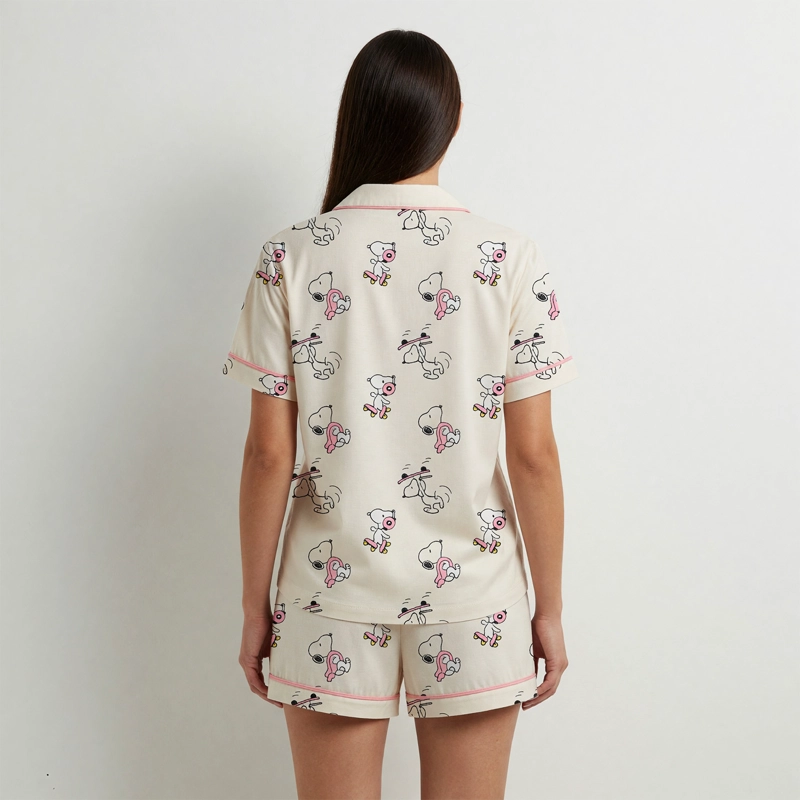 PIJAMA MANGA CORTA MUJER SNOOPY FULL PRINT BLANCO - 2