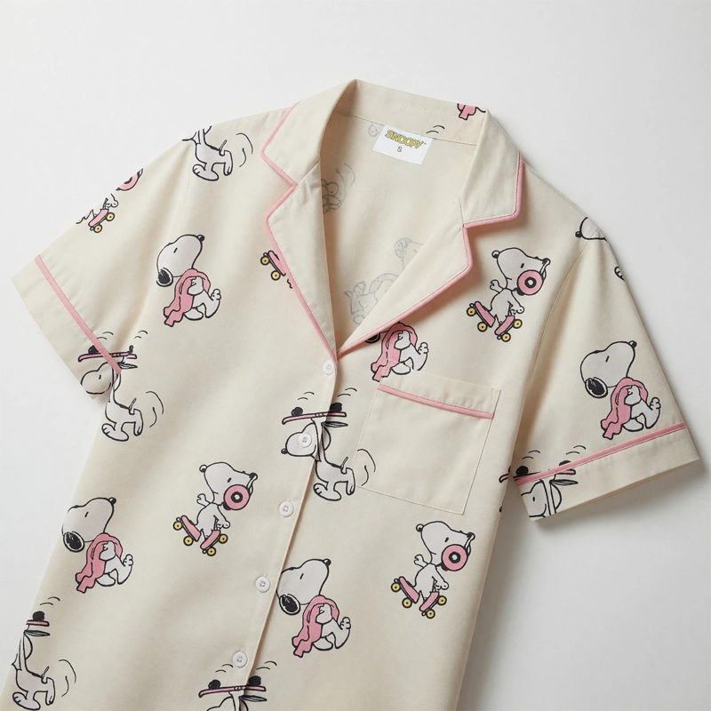 PIJAMA MANGA CORTA MUJER SNOOPY FULL PRINT BLANCO - 4