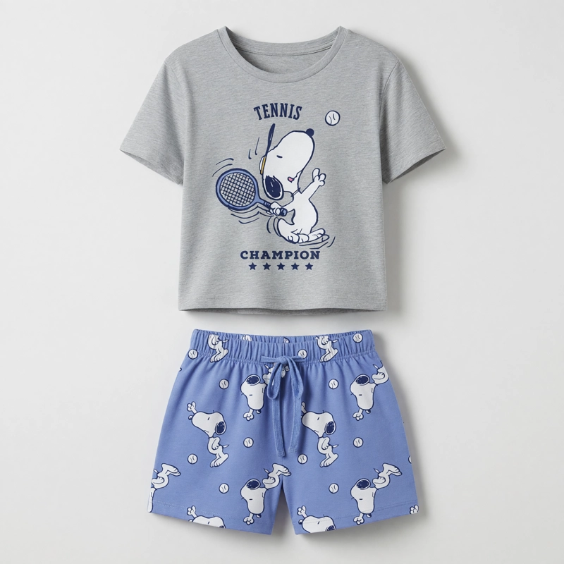 PIJAMA MANGA CORTA MUJER SNOOPY TENNIS GRIS - 3