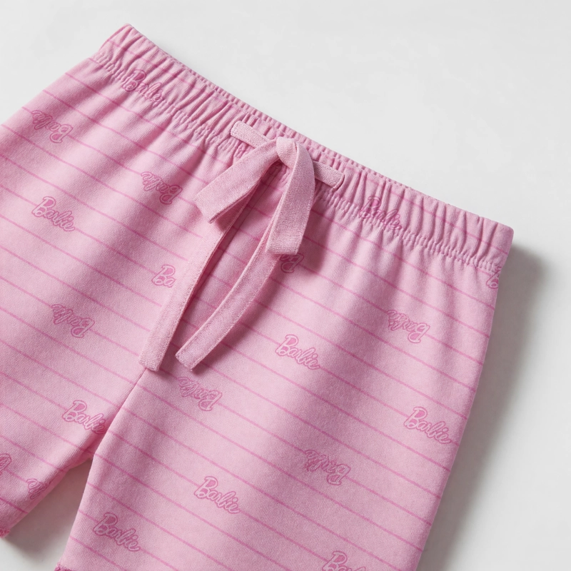 PIJAMA MANGA CORTA NIÑA BARBIE LOGO ROSADO - 4