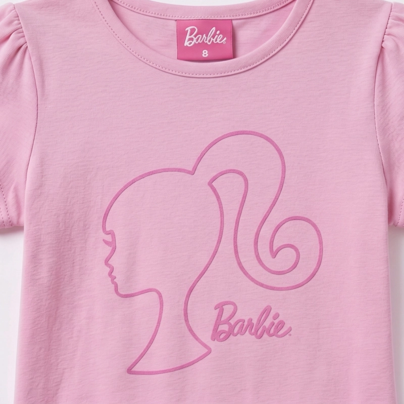 PIJAMA MANGA CORTA NIÑA BARBIE LOGO ROSADO - 5