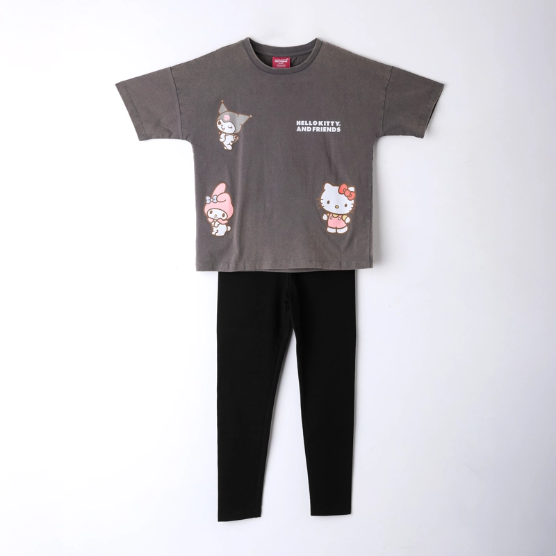 CONJUNTO NIÑA HELLO KITTY PERSONAJES GRIS - 1
