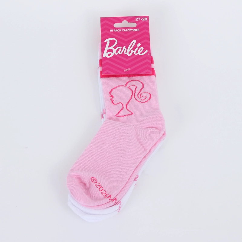 CALCETIN 2P NIÑA BARBIE LOGO ROSADO - 3