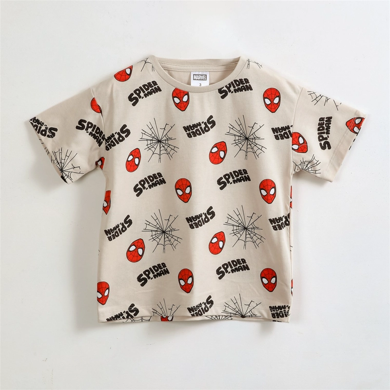 POLERA MANGA CORTA NIÑO SPIDERMAN MARVEL FULL PRINT BEIGE - 1