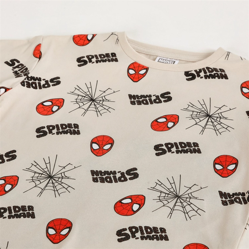 POLERA MANGA CORTA NIÑO SPIDERMAN MARVEL FULL PRINT BEIGE - 3