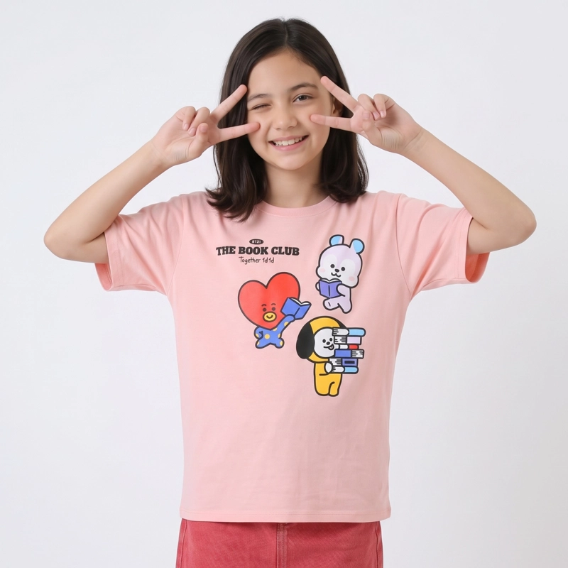 POLERA MANGA CORTA TEEN BT21 ROSADO - 1