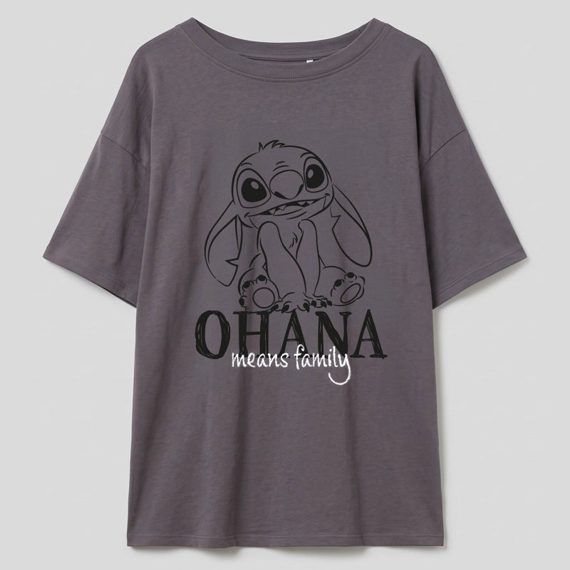 POLERA MANGA CORTA MUJER DISNEY STITCH LINEAL ACERO - 1