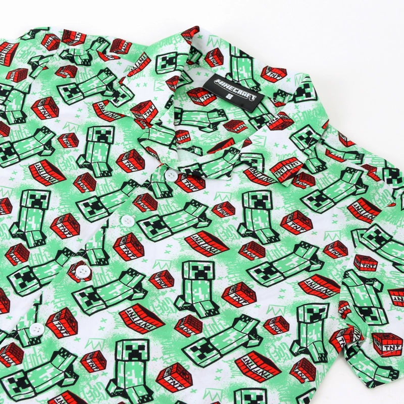 CAMISA MANGA CORTA NIÑO MINECRAFT VERDE - 3