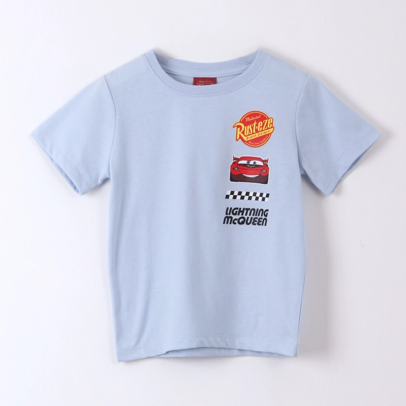 POLERA MANGA CORTA NIÑO MCQUEEN CARS CELESTE - 1