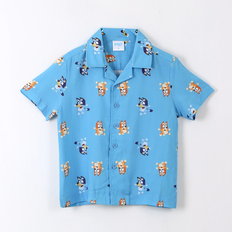 CAMISA MANGA CORTA NIÑO BLUEY CELESTE - 1