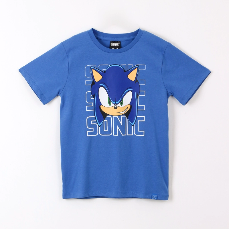 POLERA MANGA CORTA NIÑO SONIC CARA AZUL - 1