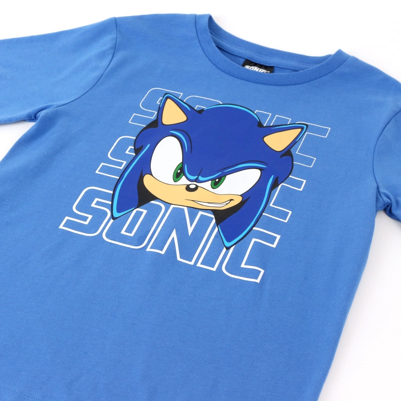 POLERA MANGA CORTA NIÑO SONIC CARA AZUL - 3