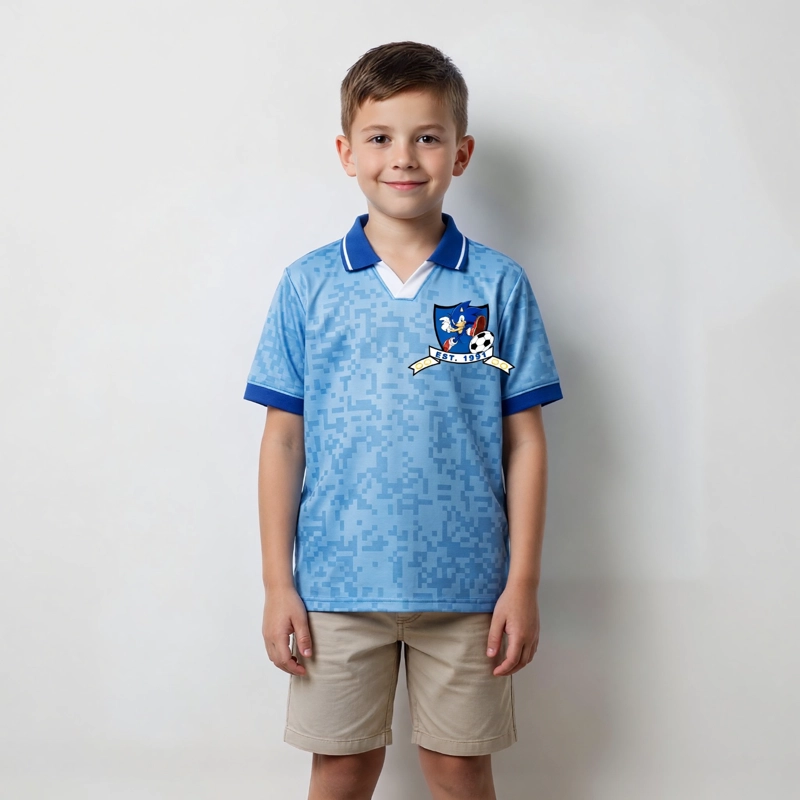 POLERA MANGA CORTA NIÑO SONIC CELESTE - 1