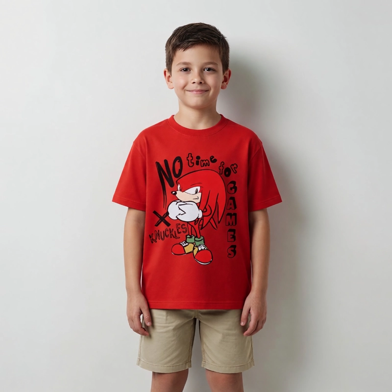 POLERA MANGA CORTA NINO KNUCKLES SONIC ROJO 4
