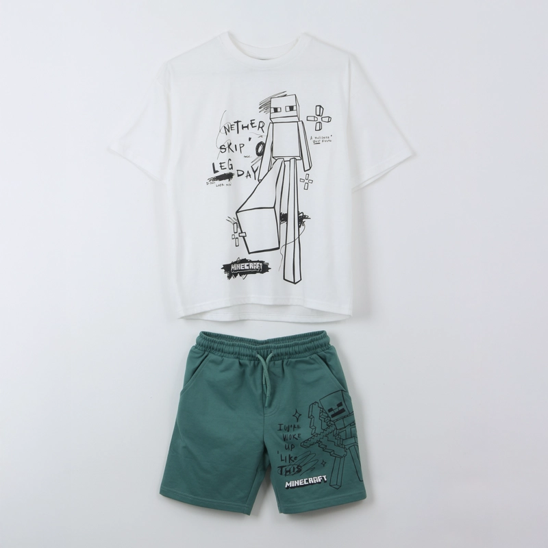 CONJUNTO NIÑO MINECRAFT BLANCO - 1