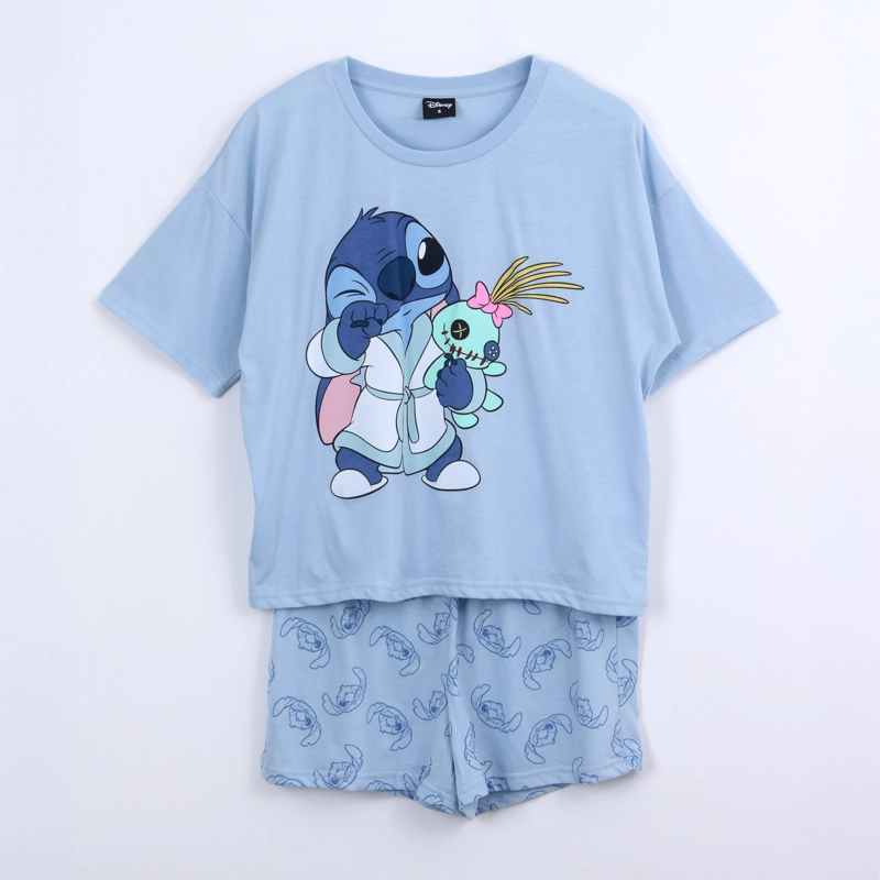 PIJAMA CORTO MUJER LILO & STITCH DISNEY PELUCHE CELESTE - 2