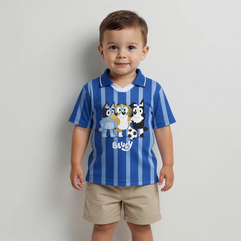 POLERA MANGA CORTA NIÑO BLUEY FUTBOL AZUL - 1