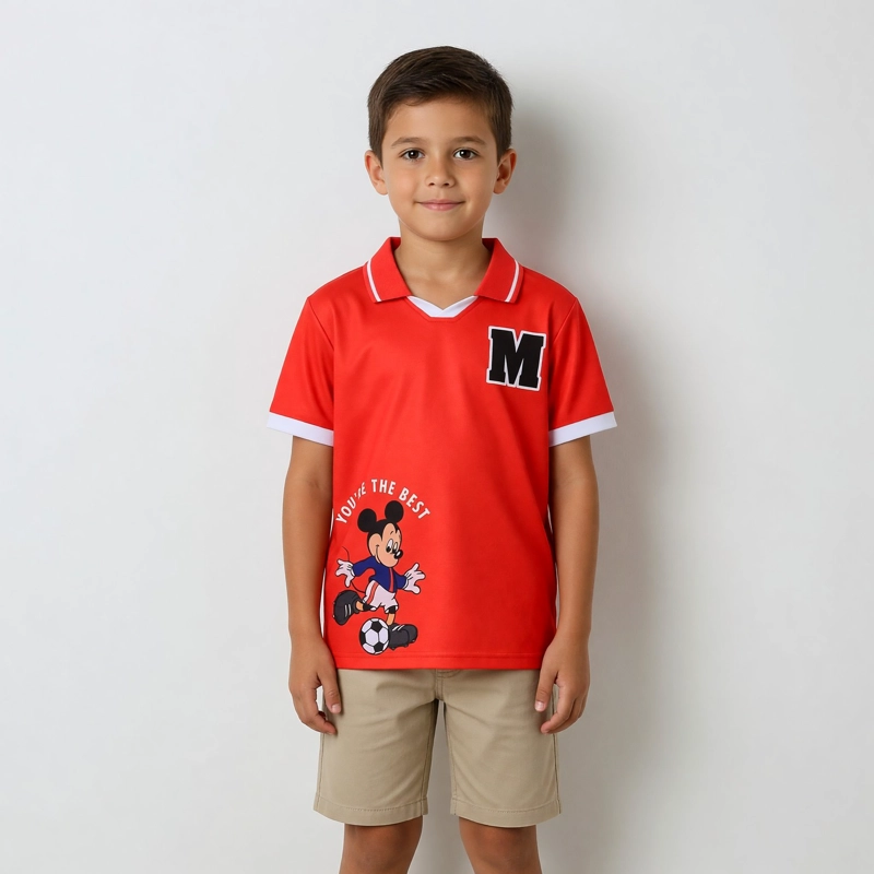 POLERA MANGA CORTA NIÑO MICKEY ROJO - 1