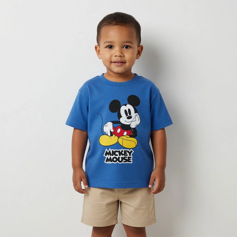 POLERA MANGA CORTA NIÑO MICKEY AZUL - 1