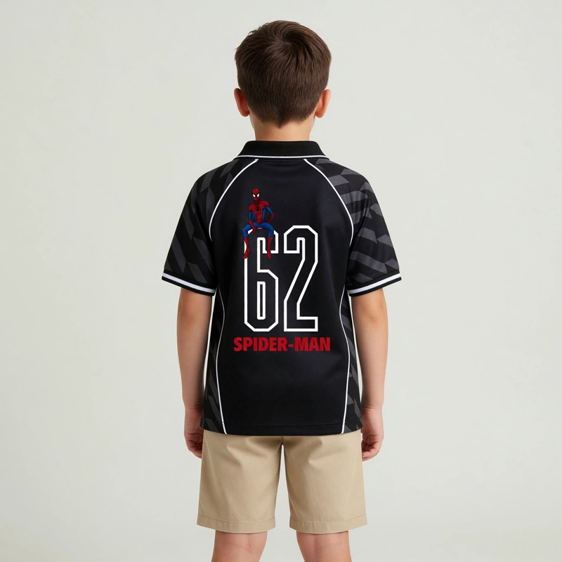 POLERA MANGA CORTA NIÑO SPIDERMAN MARVEL FUTBOL NEGRO - 2