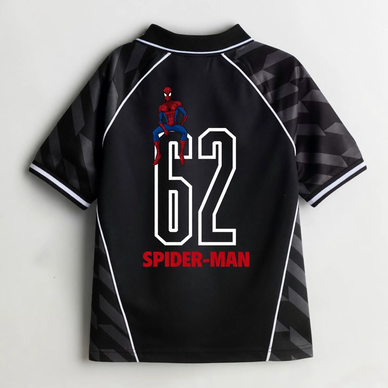 POLERA MANGA CORTA NIÑO SPIDERMAN MARVEL FUTBOL NEGRO - 4
