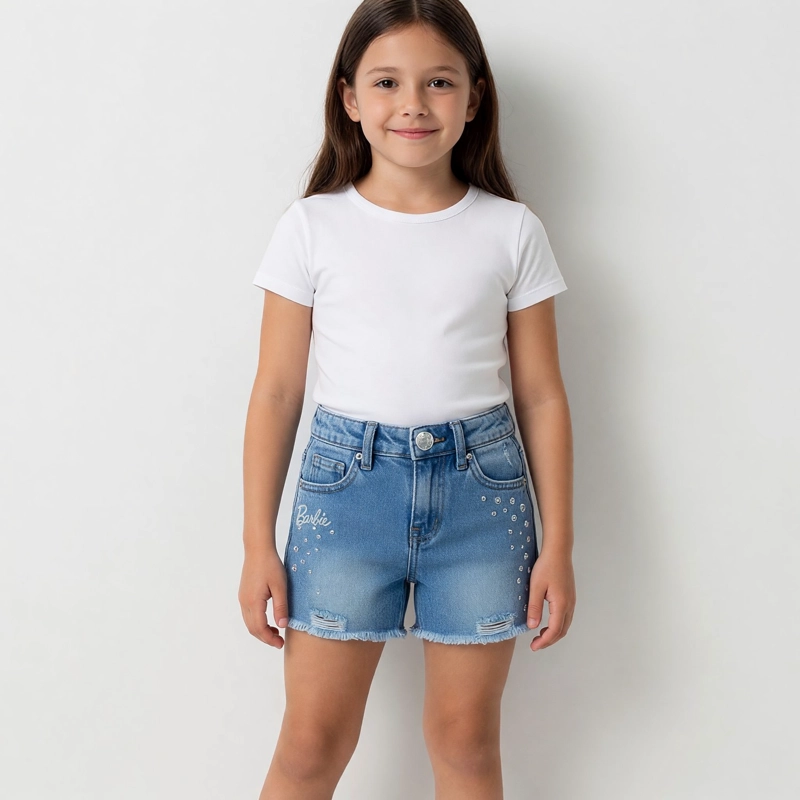 SHORT NIÑA BARBIE DENIM - 1