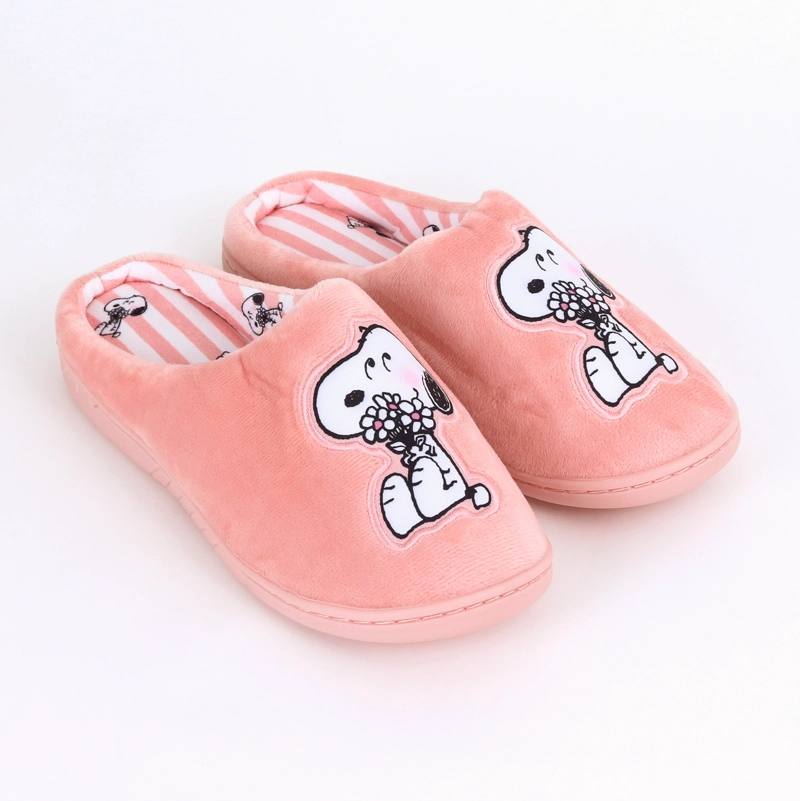 PANTUFLA MUJER SNOOPY FLORES ROSADO - 1