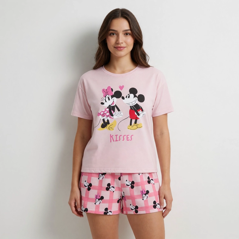 PIJAMA CORTO MUJER MICKEY DISNEY KISSES ROSADO - 1