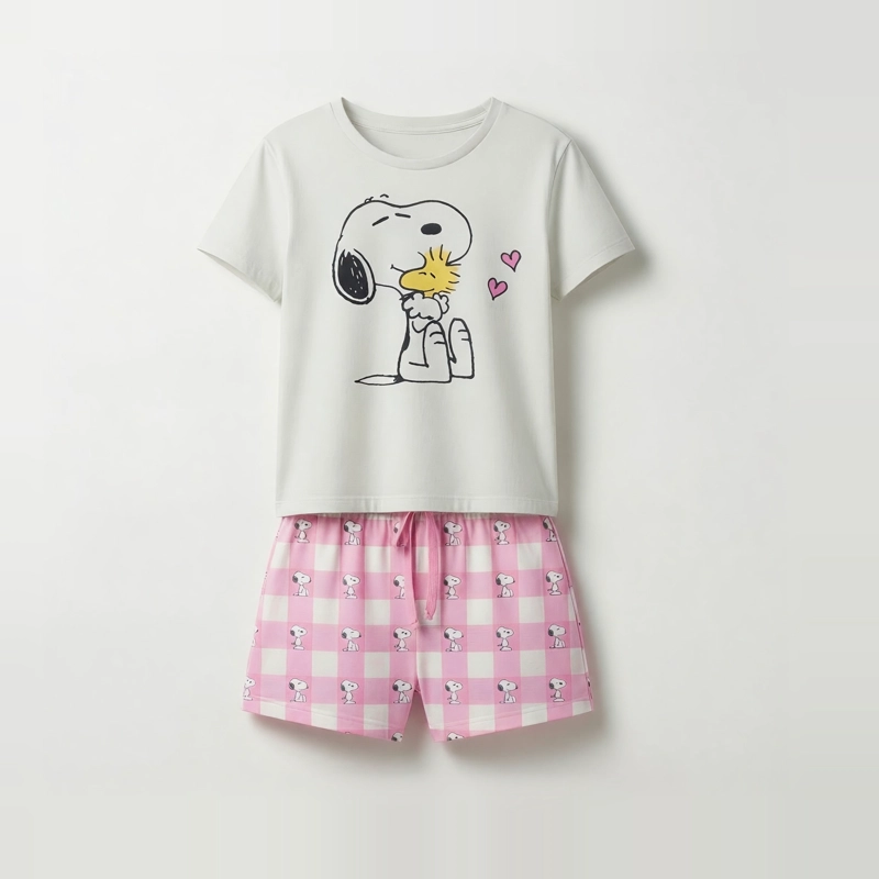 PIJAMA CORTO MUJER SNOOPY AMIGOS BLANCO - 3