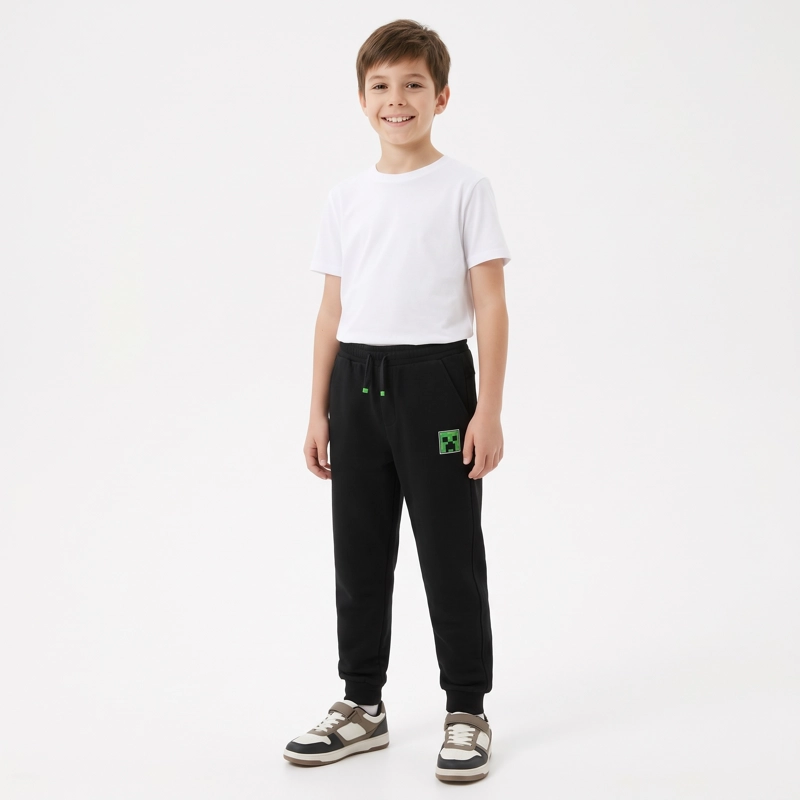 PANTALON DE BUZO NIÑO MINECRAFT PERSONAJE BOLSILLO NEGRO - 1
