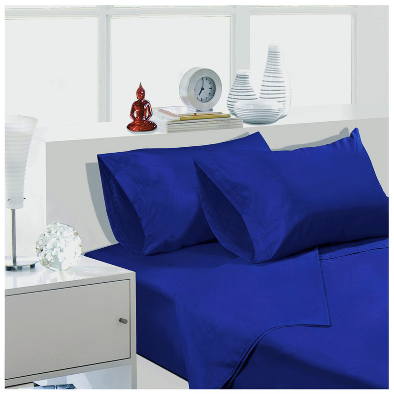 SÁBANAS ARTHOME UNICOLOR 1.5 PLAZAS 144 HILOS AZUL - 2
