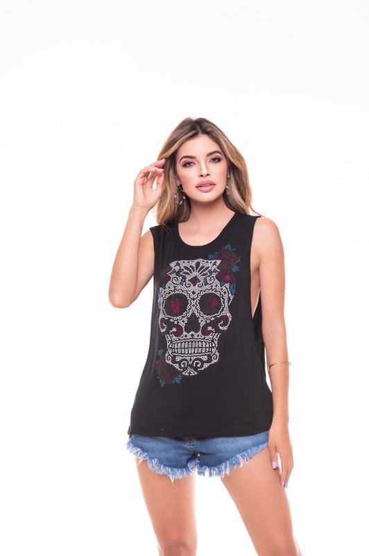 POLERA CHOKER PEDRERIA ROCK LETTERS GRAY RC-19 - 2