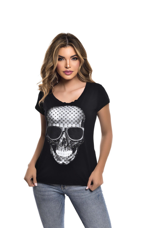 POLERA MC PEDRERIA SKULL SMILE BLACK RC-11 - 2