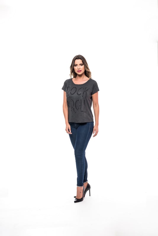 POLERA MC PEDRERIA ROCK LETTERS GRAY RC-17 - 1