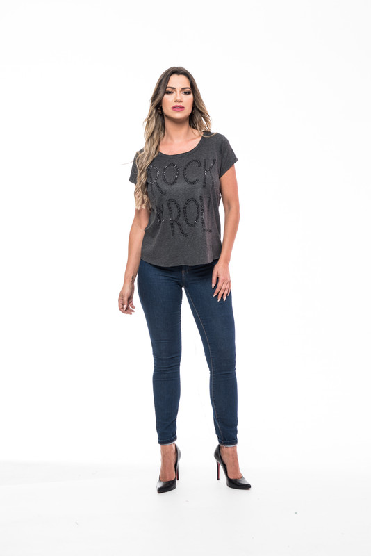 POLERA MC PEDRERIA ROCK LETTERS GRAY RC-17 - 3