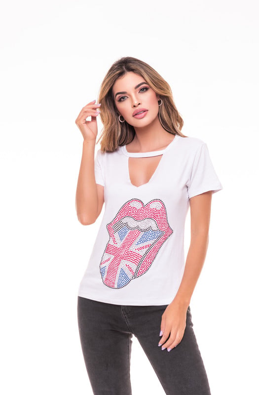 POLERA CHOKER PEDRERIA ROLLING ENGLAND WHITE RC4 - 2