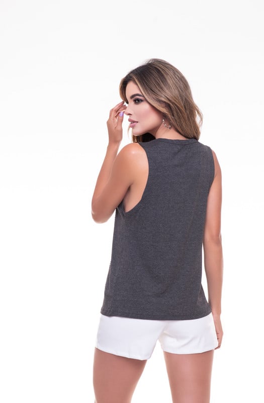 POLERA SIN MANGA CHOKER ROCK LETTERS GRAY RC-1 - 4