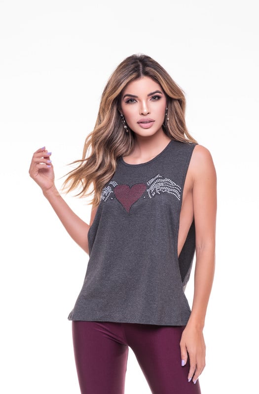 POLERA SML PEDRERIA HEART GRAY RC-2 - 4