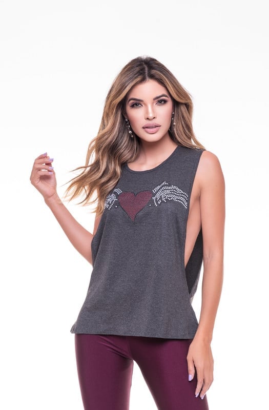 POLERA SML PEDRERIA HEART GRAY RC-2 - 4
